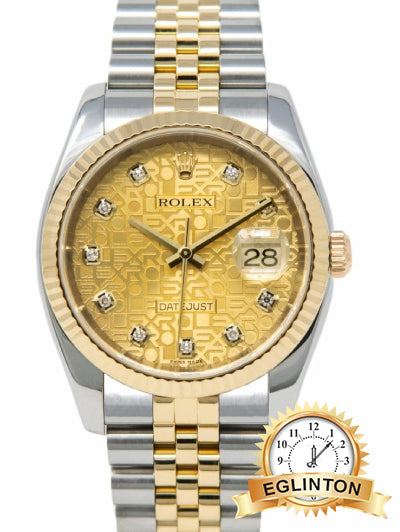 Rolex Datejust 36MM 116233 Two Tone Yellow Gold Jubilee with  Champagne Jubilee Diamond Dial