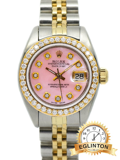 Rolex 26mm Datejust 6917 Pink Mother of Pearl Diamond Dial Two Tone “1973” - Johny Watches