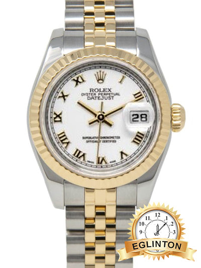 ROLEX DATEJUST 179163 26mm TWO TONE JUBILEE with Super Jubilee hidden clasp White Roman Dial - Johny Watches