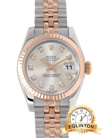 Rolex 26mm Datejust 179171 Silver Diamond Dial Jubilee Two Tone Rose Gold “2014” - Johny Watches