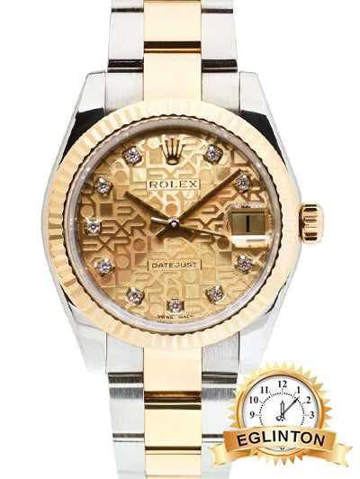ROLEX OYSTER PERPETUAL DATEJUST 31mm GOLD / STEEL IN JUBILEE BRACELET GOLD DIAMOND DIAL AUTOMATIC 178273 - Johny Watches