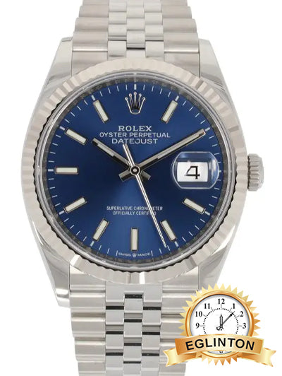 Rolex Datejust 36mm 126234 Blue Dial White Gold Fluted Bezel jubilee Bracelet "2023" - Johny Watches