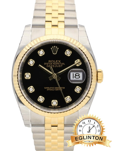 Rolex Two Tone Datejust Jubilee hidden clasp Factory Black diamond dial 116243 - Johny Watches