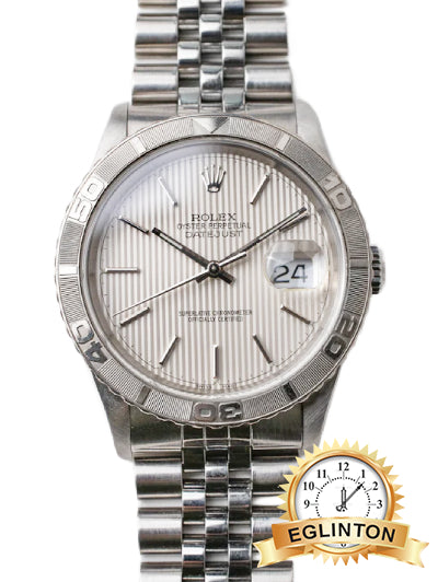 Rolex 36mm Datejust Turn-O-Graph Thunderbird 16264 Silver Tapestry Dial Jubilee “1995” - Johny Watches