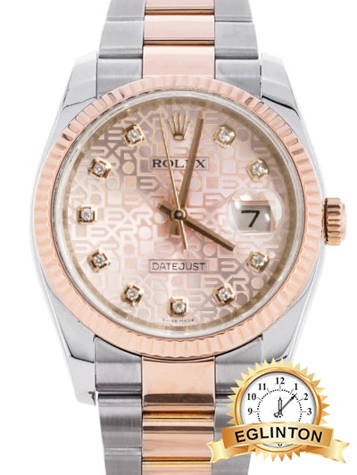 Rolex Oyster Datejust 36mm 116231J two tone Rose Gold Pink Jubilee Diamond Dial