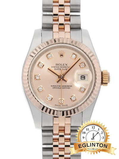 Rolex Lady-Datejust 26mm Rose Diamond Dial Fluted Bezel Two-Tone Jubilee 179171 "2015"