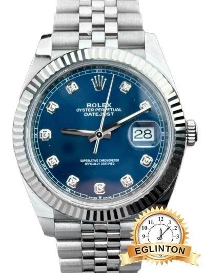 Rolex Stainless Steel Datejust 41mm Blue Diamond Dial Jubliee band 126334 "2020"