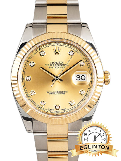 Rolex Datejust Oyster 41mm Two Tone Yellow Champagne Diamond "2019"