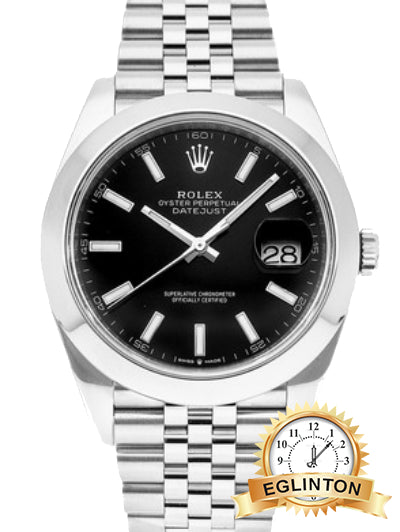 Rolex 41mm Datejust 126300 jubliee Stainless Steel Black Index Dial "2024"