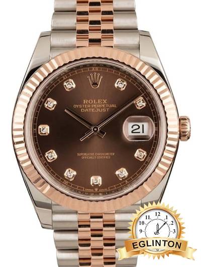 Rolex Datejust 41mm Two Tone Rose Factory Chocolate Diamond Dial 126331 "2020" - Johny Watches