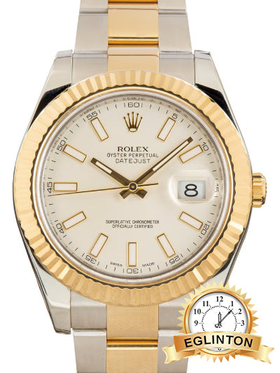 Rolex 41mm Datejust II 116333 White Dial Index Oyster Two Tone “2015” - Johny Watches