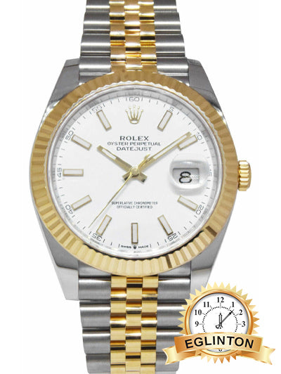 Rolex Datejust 41 126333 2023 Two Tone White Index Dial Fluted Bezel - Jubilee Bracelet - Johny Watches