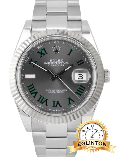Rolex DateJust 41 Wimbledon Rhodium Grey fluted white gold  Bezel Oyster Watch 126300 - Johny Watches