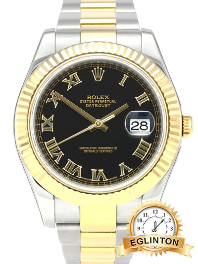 Rolex Datejust II Steel & Gold Black Roman Dial 116333 "2016" - Johny Watches