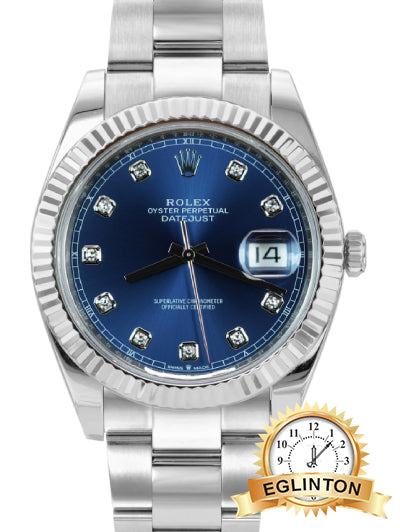 Rolex Stainless Steel Datejust 41mm Blue Diamond Dial Jubliee band 126334 "2020" - Johny Watches