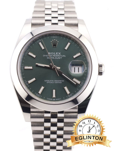 Rolex 41mm Datejust 126300-0020 Mint Green Dial Jubilee Stainless Steel “2026” - Johny Watches