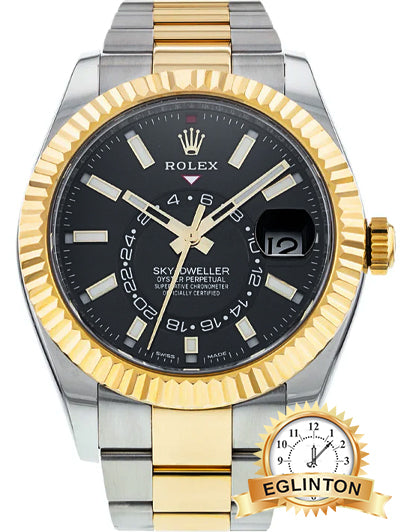 Rolex Sky-Dweller Two-Tone Yellow Gold - Black Index Dial - Oyster Bracelet (Ref# 326933) "2021" - Johny Watches