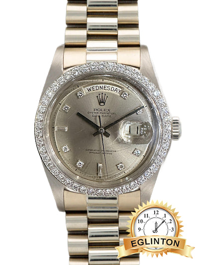 Rolex 36mm Day-Date Ref. 1803 White Gold with factory Diamonds "1966" - Johny Watches