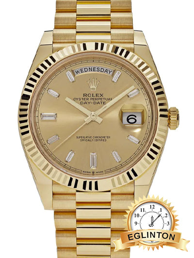 Rolex Yellow Gold  Day-Date 40mm Champagne Baguette Stick 228238 "2023" - Johny Watches