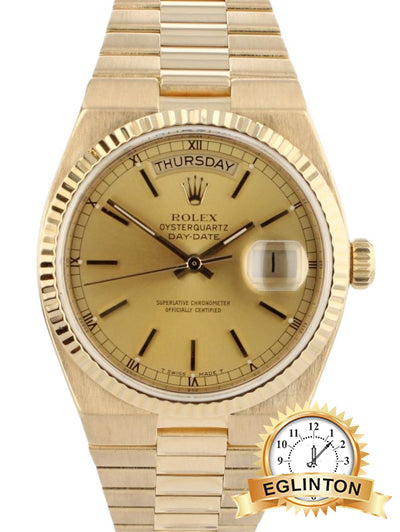 Rolex Day Date 18ct Yellow Gold Oyster Quartz 19018 Bracelet Watch "1981" - Johny Watches
