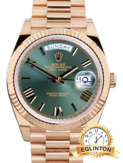Rolex Day-Date 40mm Olive Green Dial 18k Everose Gold President 228235 "2024"