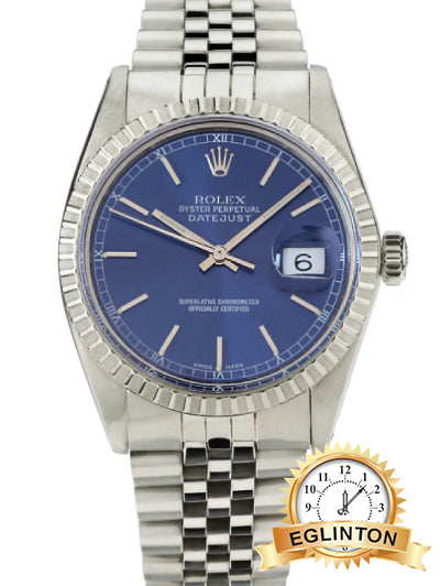 Rolex 36mm Datejust 16030 Blue Dial Roman Chapter Ring Jubilee "1984" - Johny Watches