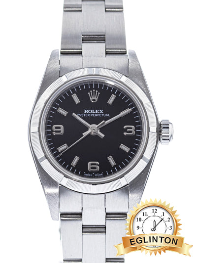 Rolex Datejust 24mm 76030 Black Dial Steel Oyster Band Smooth bezel "2000" - Johny Watches