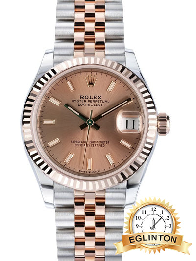 ROLEX TWO TONE ROSE GOLD DATEJUST 31MM ROSE DIAL 278271 - Johny Watches