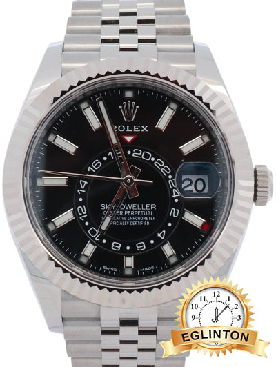 Rolex 42mm Sky-Dweller 326934 Black Dial Jubilee Stainless Steel “2022” - Johny Watches