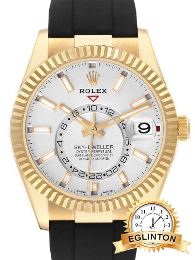 Rolex Sky-Dweller Yellow Gold White Index Dial Oysterflex Rubber Strap 326238  "2023"