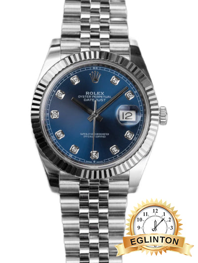 Rolex Datejust 41mm Blue Diamond Dial Fluted Bezel Jubilee 126334 "2021"
