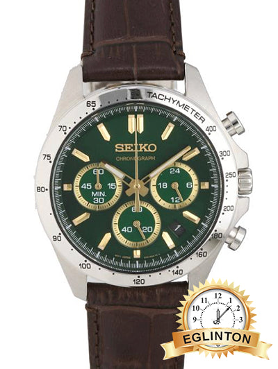 Seiko 42mm Chronograph 8T63-00D0 Green Dial Quartz - Johny Watches