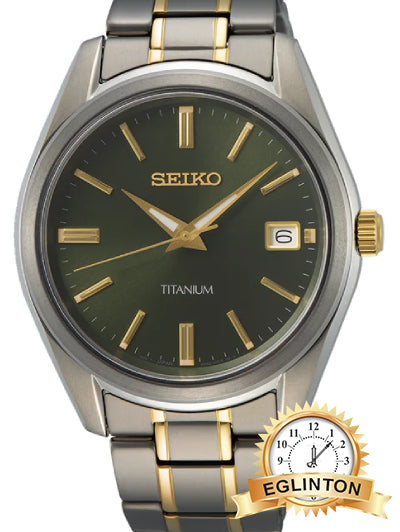 Seiko 40mm SUR377P1 Green Dial Titanium Quartz - Johny Watches