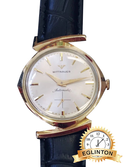 Wittnauer 34mm Asymmetric Sportsmaster 602 Silver Dial Leather Strap “1960s”