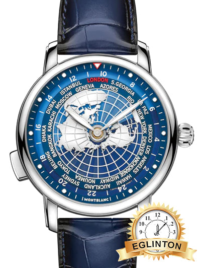 Montblanc Star Legacy Orbis Terrarum 43mm Automatic Worldtimer Blue "2022" - Johny Watches