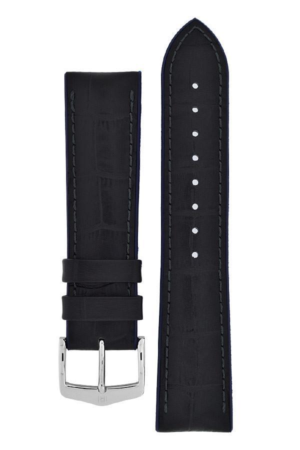 Hirsch ANDY Alligator Embossed Performance Watch Strap in BLACK / BLUE - Johny Watches