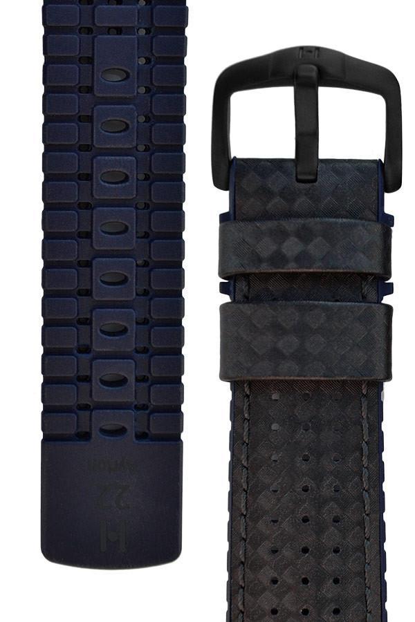 Hirsch AYRTON Carbon Embossed Performance Watch Strap in BLACK / BLUE - Johny Watches
