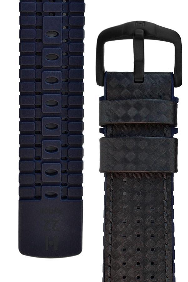 Hirsch AYRTON Carbon Embossed Performance Watch Strap in BLACK / BLUE - Johny Watches