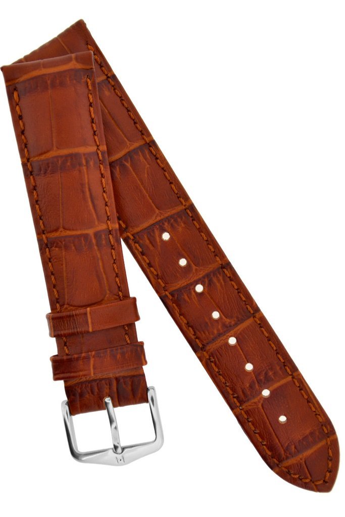 Hirsch DUKE Alligator Embossed Leather Watch Strap in GOLD BROWN - Johny Watches