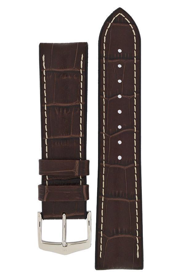 Hirsch GEORGE Alligator Embossed Performance Watch Strap in BROWN - Johny Watches