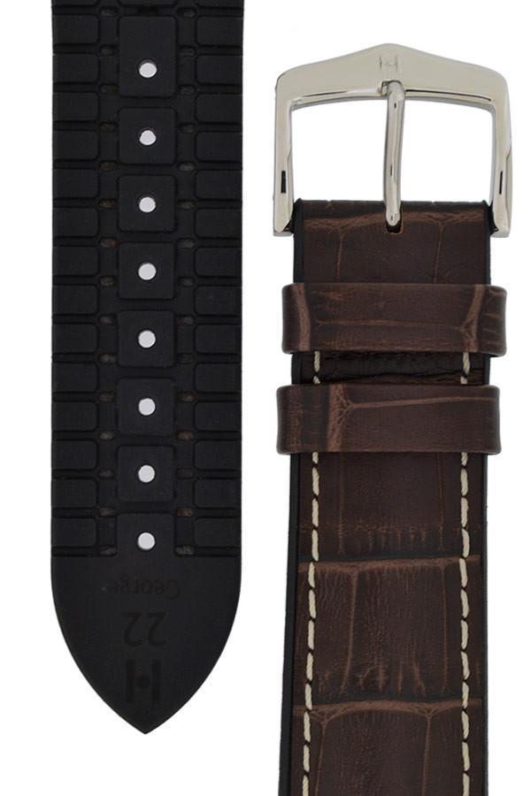 Hirsch GEORGE Alligator Embossed Performance Watch Strap in BROWN - Johny Watches