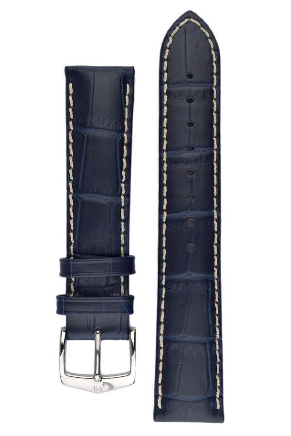 Hirsch MODENA Alligator Embossed Leather Watch Strap in BLUE - Johny Watches