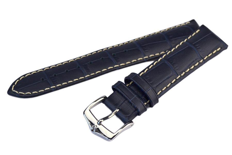 Hirsch MODENA Alligator Embossed Leather Watch Strap in BLUE - Johny Watches