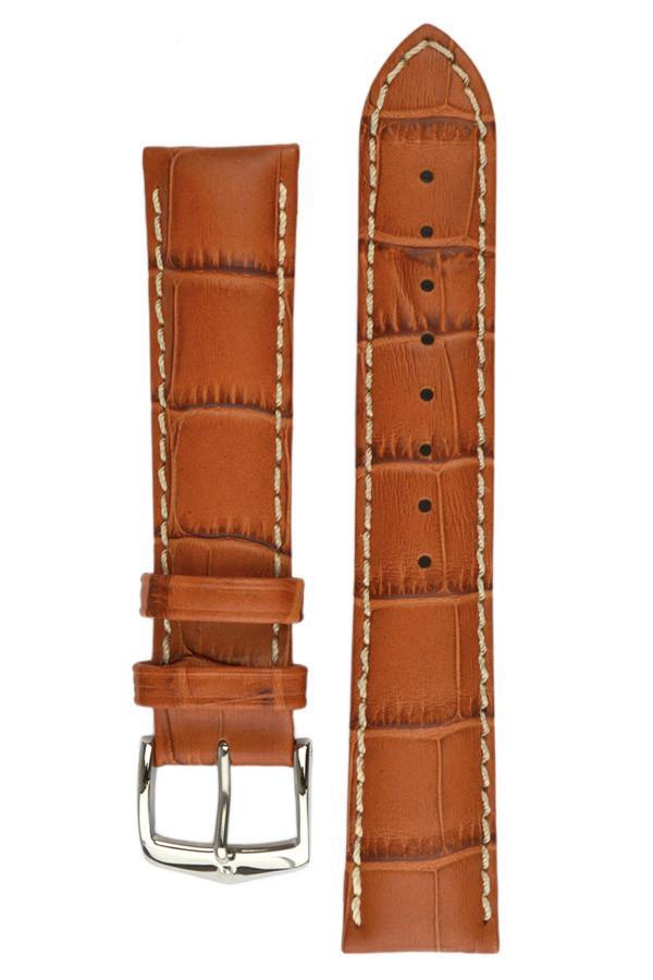 Hirsch MODENA Alligator Embossed Leather Watch Strap in HONEY - Johny Watches