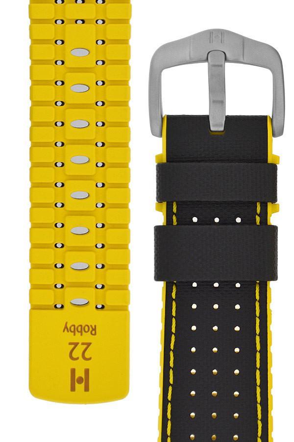 Hirsch ROBBY Sailcloth Effect Performance Watch Strap in BLACK / YELLOW - Johny Watches
