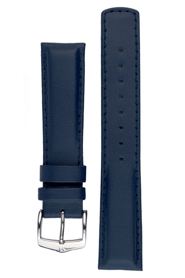Hirsch RUNNER Water-Resistant Calf Leather Watch Strap in BLUE - Johny Watches