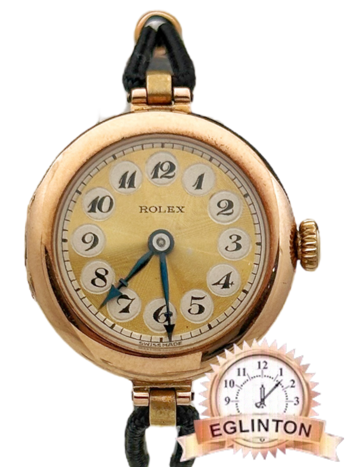 Rolex Vinatge ladies wrist watch having a 9ct gold case, enamelled dial and roped leather strap - Johny Watches
