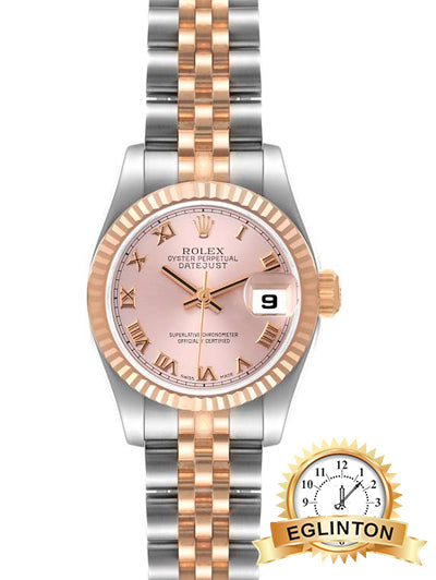 Rolex Datejust Steel Everose Gold Rose Dial Ladies Watch 179171 Box Papers - Johny Watches